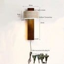 Ljojo LED Wall Sconce Yellow Travertine Pull Chain Switch, Mid Century Modern Style