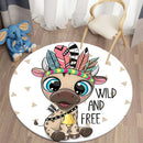 Ljojo Lion Cartoon Animal Round Carpet for Living Room Children's Bedroom