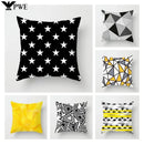 Geometric Black Yellow Cushion Covers - Ljojo Modern 18" Throw Pillow Case