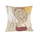 Abstract Line Drawing Girls Print Cushion Cover 45x45cm by Ljojo