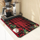 Christmas Dwarf Gift Poinsettia Drying Mat by Ljojo - Non-Slip Absorbent Kitchen Mat
