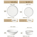 Ljojo 24/48-Piece Black Rim Porcelain Dinnerware Set for 6/12 - Plates/Bowls Service