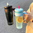 Ljojo 1100ML Large Capacity Straw Cup - Portable Leak-proof Water Bottle with Handle