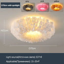 Ljojo Round Feather LED Ceiling Lamp Warm Light Stylish Nordic Minimalist Bedroom Decor