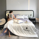 Ljojo Luxury Embroidery Summer Blanket - Lightweight Cooling Quilt - Soft Skin-friendly Comforter
