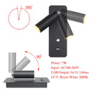 Ljojo LED Wall Lights With Switch and USB Interface - Modern White/Black Wall Lamps