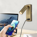Ljojo LED Wall Lamp Sconce with Switch Black Bronze Creative USB for Bedroom