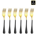 Ljojo 24-Piece Gold & Black Stainless Steel Cutlery Set
