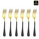 Ljojo 24-Piece Gold & Black Stainless Steel Cutlery Set