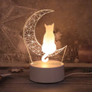 3D Moon Cat Acrylic Visual Night Light LED Monochrome Atmosphere Lighting by Ljojo