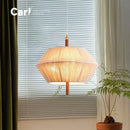 Ljojo Vintage Woven Fabric Bedroom Pendant Light Japanese Style Living Room Solid Wood Tea Room Lighting