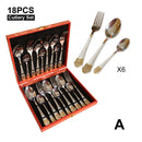 Ljojo 18Pcs Stainless Steel Cutlery Set in Gold Finish with Elegant Matte Handle