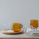 Ljojo 350ml Stackable Glass Coffee Tea Cup in Amber Blue Green Colors