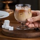 Ljojo 200ml Clear Ripple Glass Coffee Cup High Foot Handcrafted Juice Bar Cocktail Cup