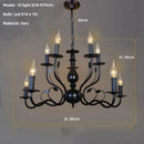 Ljojo American Retro Black Chandeliers Metal Cafe Pendant Lights for Living Room and Bedroom