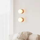 Ljojo LED Wall Lights Japan Style White Glass Yellow Travertine Pull Chain Switch
