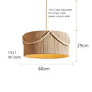 Boho Wood Bead Fringe Pendant Lampshade for Bedroom Dining Room by Ljojo
