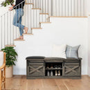 Modern White Shoe Bench with Sliding Barn Door by Ljojo™ - Entryway Storage with Adjustable Shelves