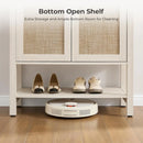 Ljojo™ 5 Tier Rattan Entry Shoe Organizer Cabinet with Shelves & Doors