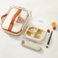 Ljojo 3 Grids Detachable Plastic Lunch Box, Microwave Safe Bento Container