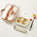 Ljojo 3 Grids Detachable Plastic Lunch Box, Microwave Safe Bento Container