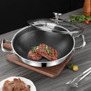 Ljojo 32cm Stainless Steel Non Stick Wok Pan Durable Induction Gas Stove Pot