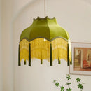 French Green Velvet Dining Room Chandelier Luxe Living Tassel Lamp by Ljojo