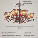 American Retro Morning Glory Glass Chandelier - Elegant Rose Ceramic Flower Pendant Light by Ljojo