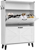 Ljojo™ Farmhouse Shoe Storage Cabinet with Drawers and Open Shelves for Entryway