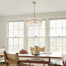 Ljojo 5-Light Brushed Brass Crystal Glass Chandelier - Contemporary Modern Pendant Light