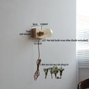 Ljojo LED Wall Lamp Pull Chain Switch Wood Stair Lighting Mirror Light