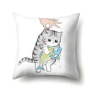 Cute Cat Cushion Cover by Ljojo: Cartoon Pets Pillow Case for Home Sofa Decor