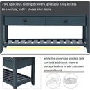 Ljojo™ Shoe Bench with Cushioned Seat, 2 Drawers, Slatted Shelf
