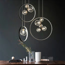 Ljojo Metal Ring Glass Pendant Light for Home Interior Decor