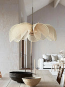 French Fabric Flower Pendant Light Creamy LED Chandelier for Hotel Bedroom Living Room by Ljojo