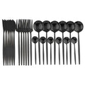 Ljojo 24-Piece Stainless Steel Cutlery Set for 6 - Black Gold Silverware