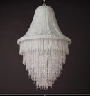 Large Tassel Crystal Chandelier - Modern Beaded Ceiling Light for Foyer and Living Room by Ljojo