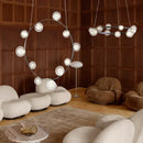 Nordic Designer White Glass Chandelier for Living Room, Dimmable Ceiling Fixture by Ljojo