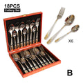 Ljojo 18Pcs Stainless Steel Cutlery Set in Gold Finish with Elegant Matte Handle