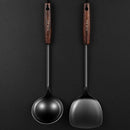 Ljojo 304 Stainless Steel Utensils Set with Wooden Handle - Black Color