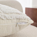 Cream Woven Tufted Pillowcase with Beige Tassel Embroidery by Ljojo