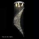 Ljojo Luxury Spiral Crystal Chandelier, LED Modern Long Staircase Hanging Light Fixture for Home Decor