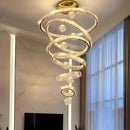 Ljojo Luxury Crystal Pendant Chandelier for Modern Stairs, Dimmable Globe Design