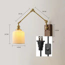 Ljojo Long Arm LED Wall Light with Pull Chain Switch & Walnut Canopy