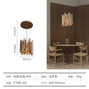 Modern Minimalist LED Hanging Chandelier Wabi-sabi Wooden Pendant Light by Ljojo
