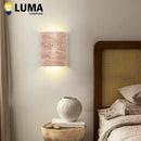 Ljojo Yellow Travertine Wall Sconce Elegant Natural Stone LED Light for Bedroom & Outdoor Decor