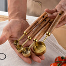 Ljojo Measuring Spoons & Cups Set Wood Handle Stainless Steel Baking Tools