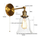 Ljojo Loft Rustic Clear Glass LED Wall Light - Industrial Style Iron Wall Lamp