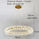 Clear Crystal LED Chandeliers Round Lamp Modern Gold Metal Wire Adjustable G4 Bulb Replaceable - Ljojo