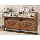 Ljojo™ Farmhouse Shoe Cabinet with Flip Drawers, Slim Shoe Storage Organizer